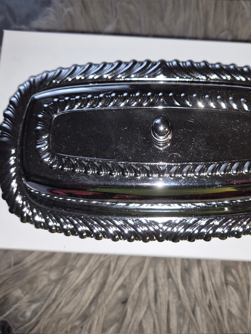 Irvinware USA Chrome Plated Butter Dish with Glass Insert